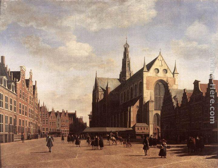 Gerrit Adriaensz. Berckheyde The Market Square at Haarlem with the St Bavo